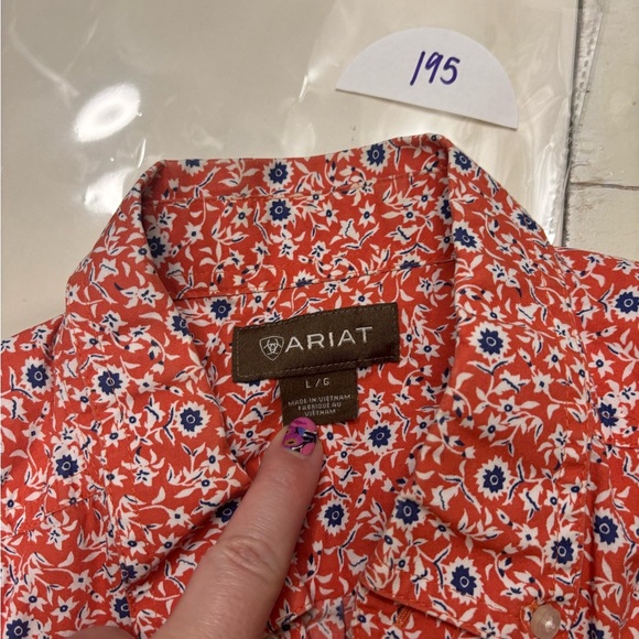 Ariat Mens Size Large Alejandro Classic Fit Poplin Shirt Button Western Print - Picture 7 of 7